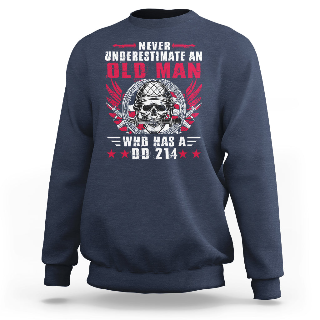 Never Underestimate An Old Man Who Has A DD214 Skull Soldier Sweatshirt - Wonder Print Shop