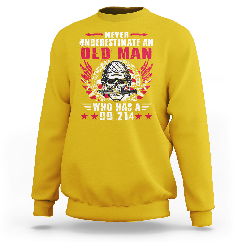 Never Underestimate An Old Man Who Has A DD214 Skull Soldier Sweatshirt - Wonder Print Shop