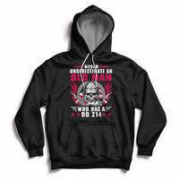 Black pullover hoodie with front skull soldier graphic and kangaroo pocket