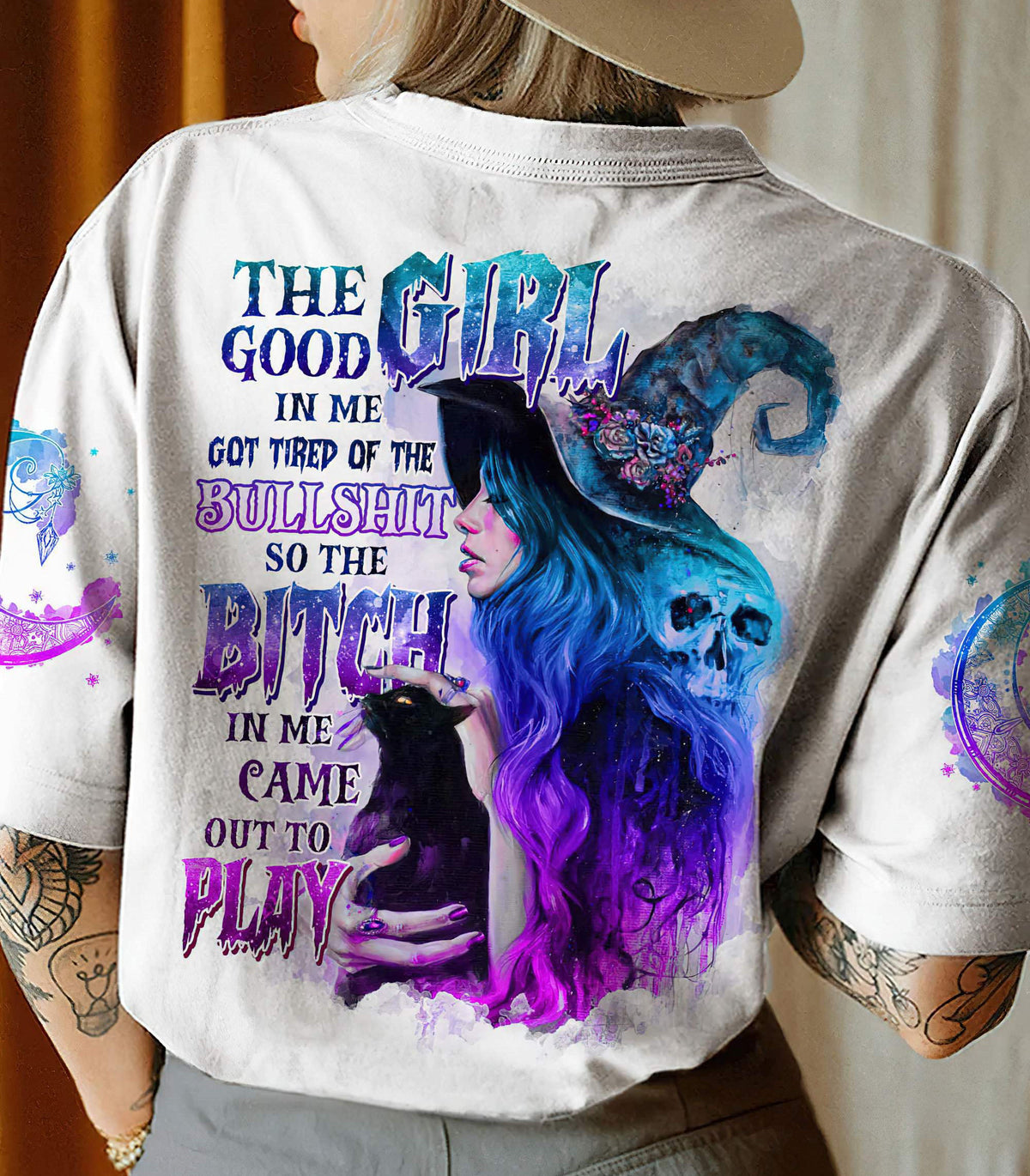 The Good Girl In Me Got Tired Skull Witch Halloween T Shirt - Wonder Print Shop