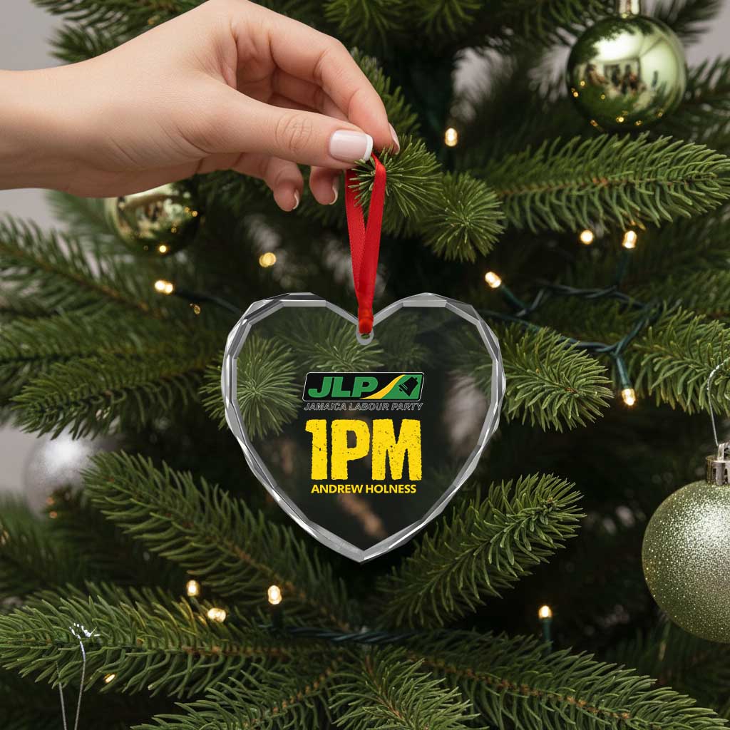 1PM Andrew Holness Heart Crystal Glass Ornament Support JLP Jamaica Labour Party - Wonder Print Shop