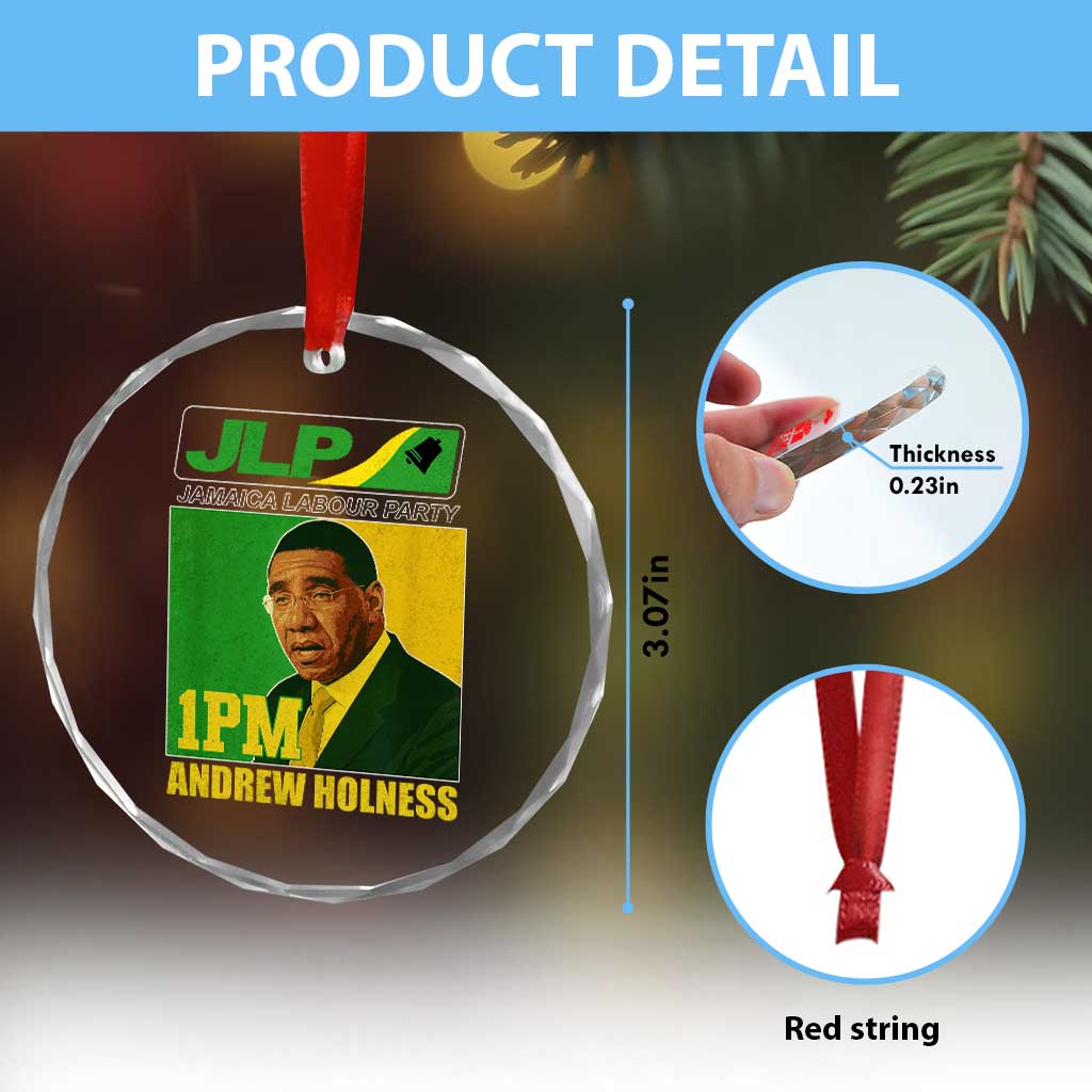 1PM Andrew Holness JPL Supporter Crystal Glass Ornament Jamaica Labor Party Jamaican Political Pride - Wonder Print Shop