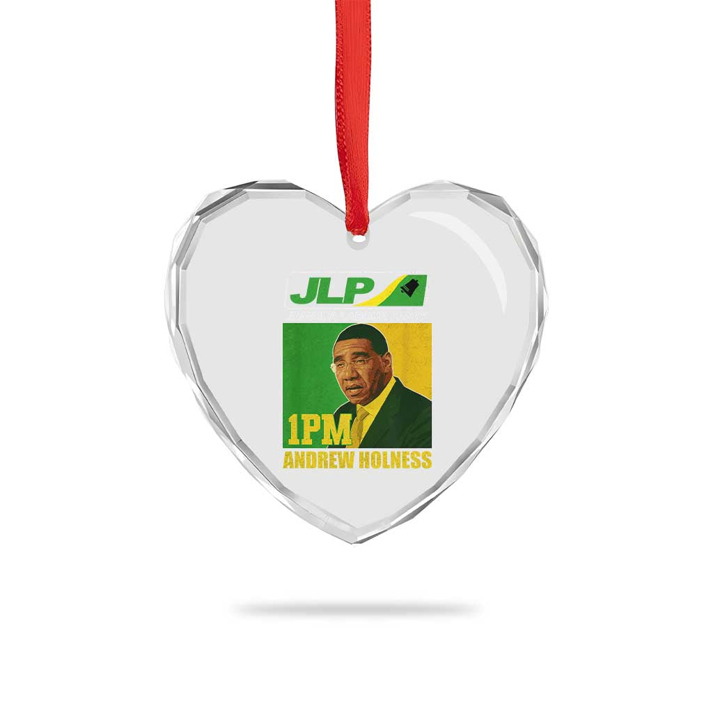 1PM Andrew Holness JPL Supporter Heart Crystal Glass Ornament Jamaica Labor Party Jamaican Political Pride - Wonder Print Shop