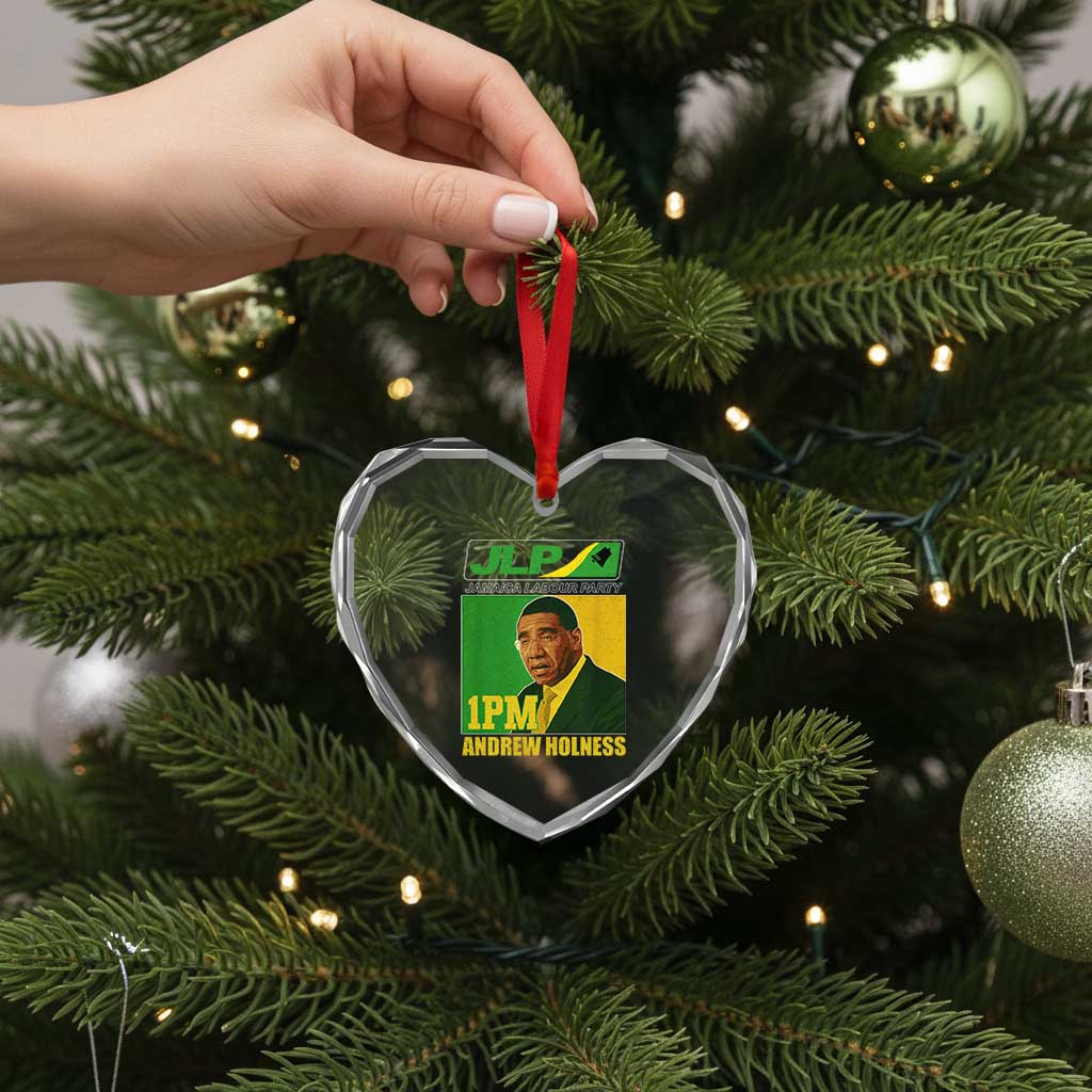 1PM Andrew Holness JPL Supporter Heart Crystal Glass Ornament Jamaica Labor Party Jamaican Political Pride - Wonder Print Shop