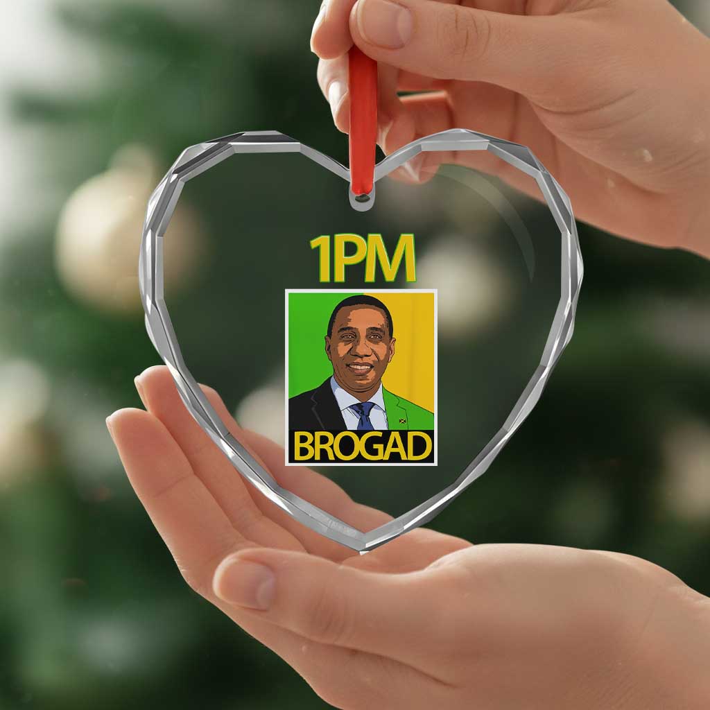 1PM BROGAD JLP Supporter Andrew Holness Heart Crystal Glass Ornament Jamaica Labor Party Politics - Wonder Print Shop