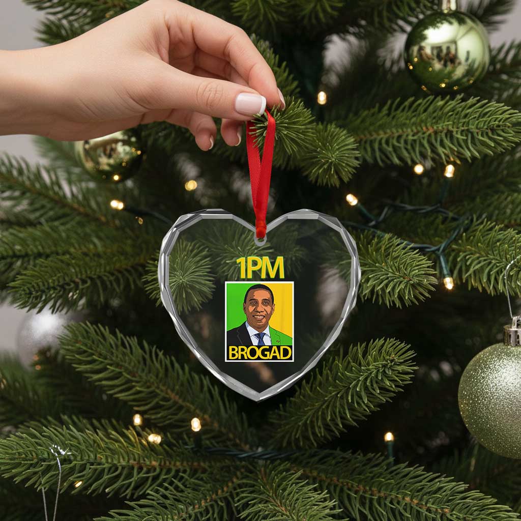 1PM BROGAD JLP Supporter Andrew Holness Heart Crystal Glass Ornament Jamaica Labor Party Politics - Wonder Print Shop