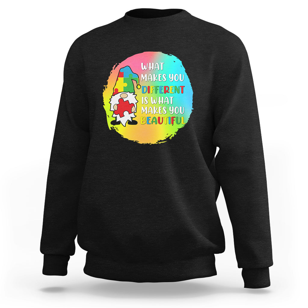 What Makes You Different Is Beautiful Gnome Autism Support Sweatshirt - Wonder Print Shop