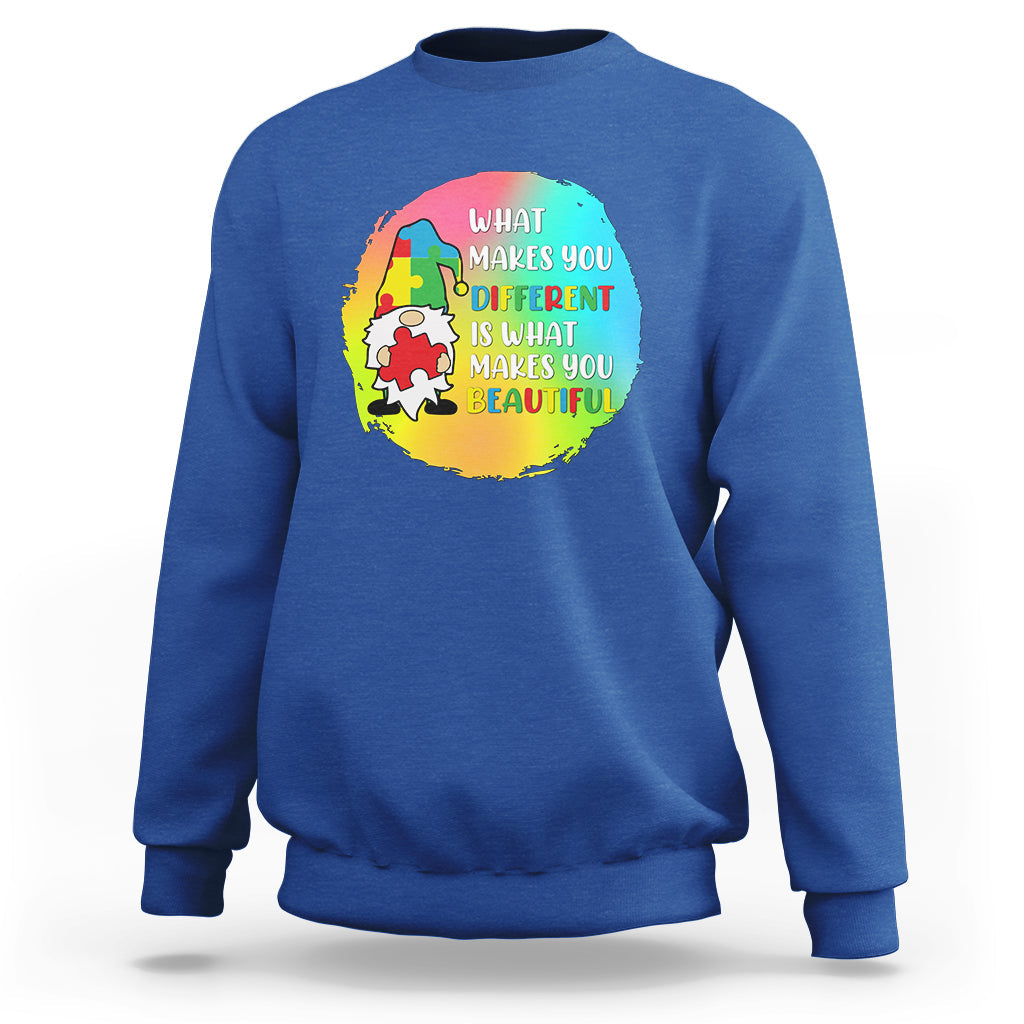 What Makes You Different Is Beautiful Gnome Autism Support Sweatshirt - Wonder Print Shop