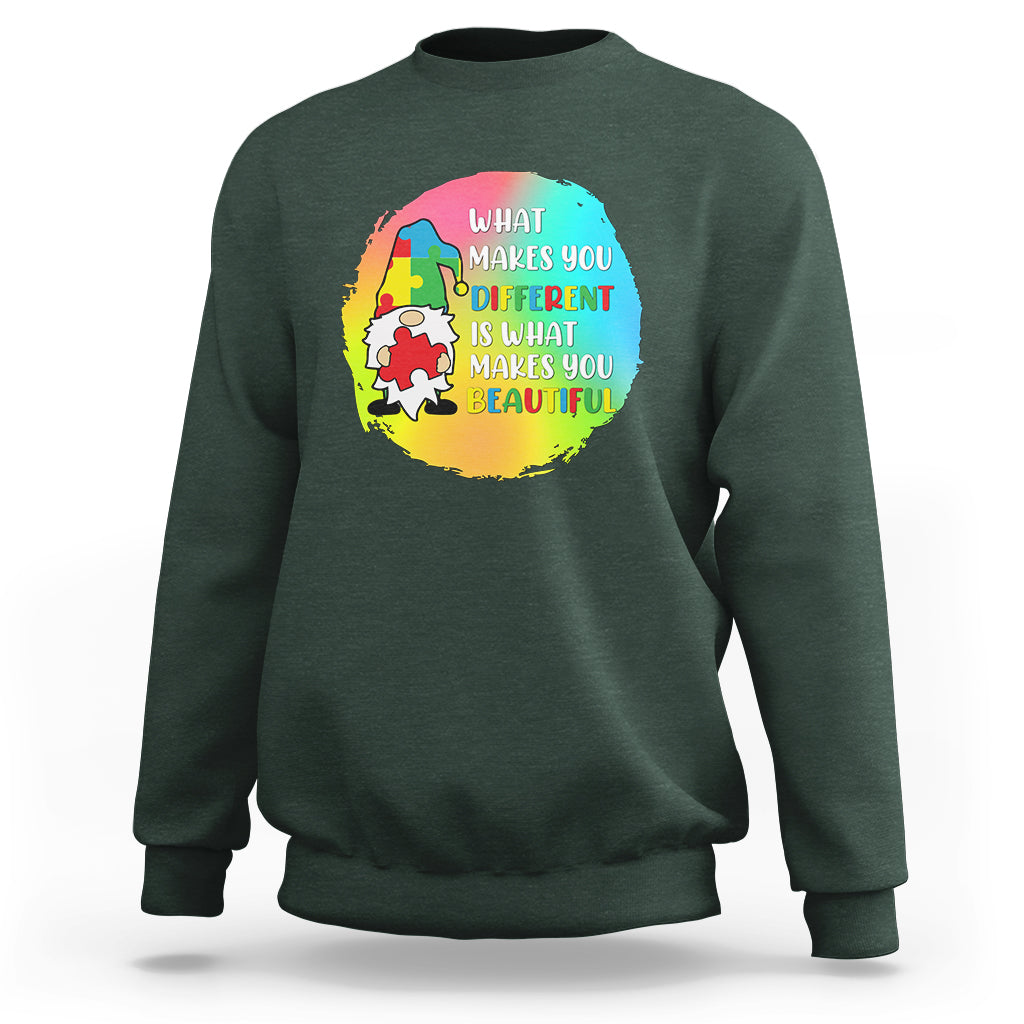 What Makes You Different Is Beautiful Gnome Autism Support Sweatshirt - Wonder Print Shop