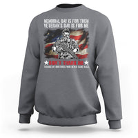 Charcoal crewneck sweatshirt with patriotic soldier graphic and “Don’t Thank Me” text