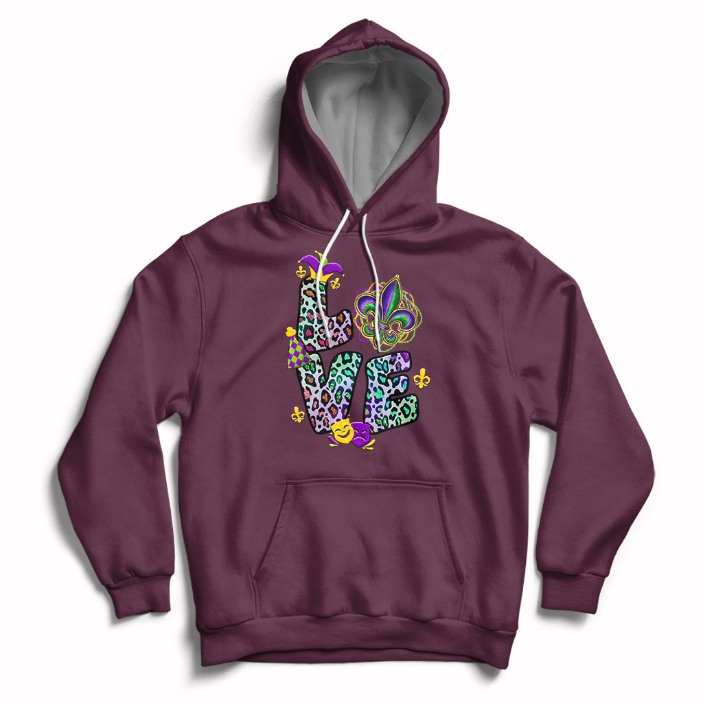 Love Mardi Gras Leopard Mardi Gras Costume Carnival Parade Hoodie - Wonder Print Shop