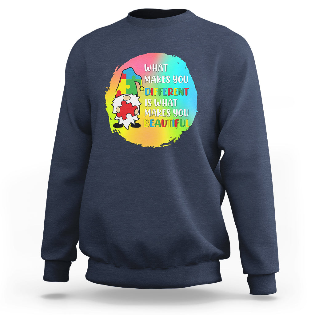 What Makes You Different Is Beautiful Gnome Autism Support Sweatshirt - Wonder Print Shop