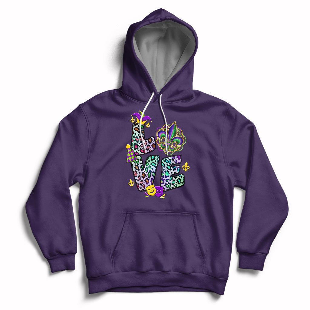 Love Mardi Gras Leopard Mardi Gras Costume Carnival Parade Hoodie - Wonder Print Shop