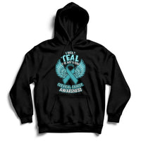 Black cervical cancer awareness hoodie with teal “I wear Teal for My Mom” graphic