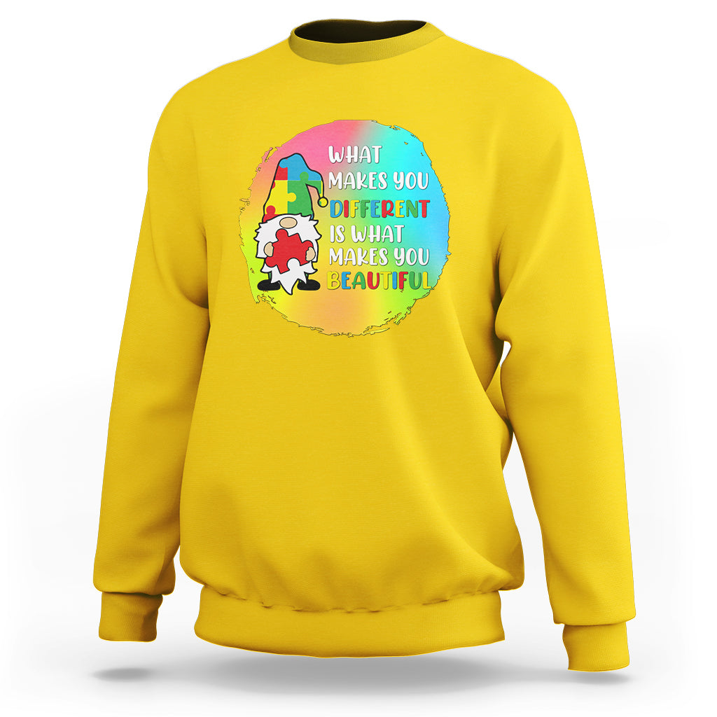 What Makes You Different Is Beautiful Gnome Autism Support Sweatshirt - Wonder Print Shop