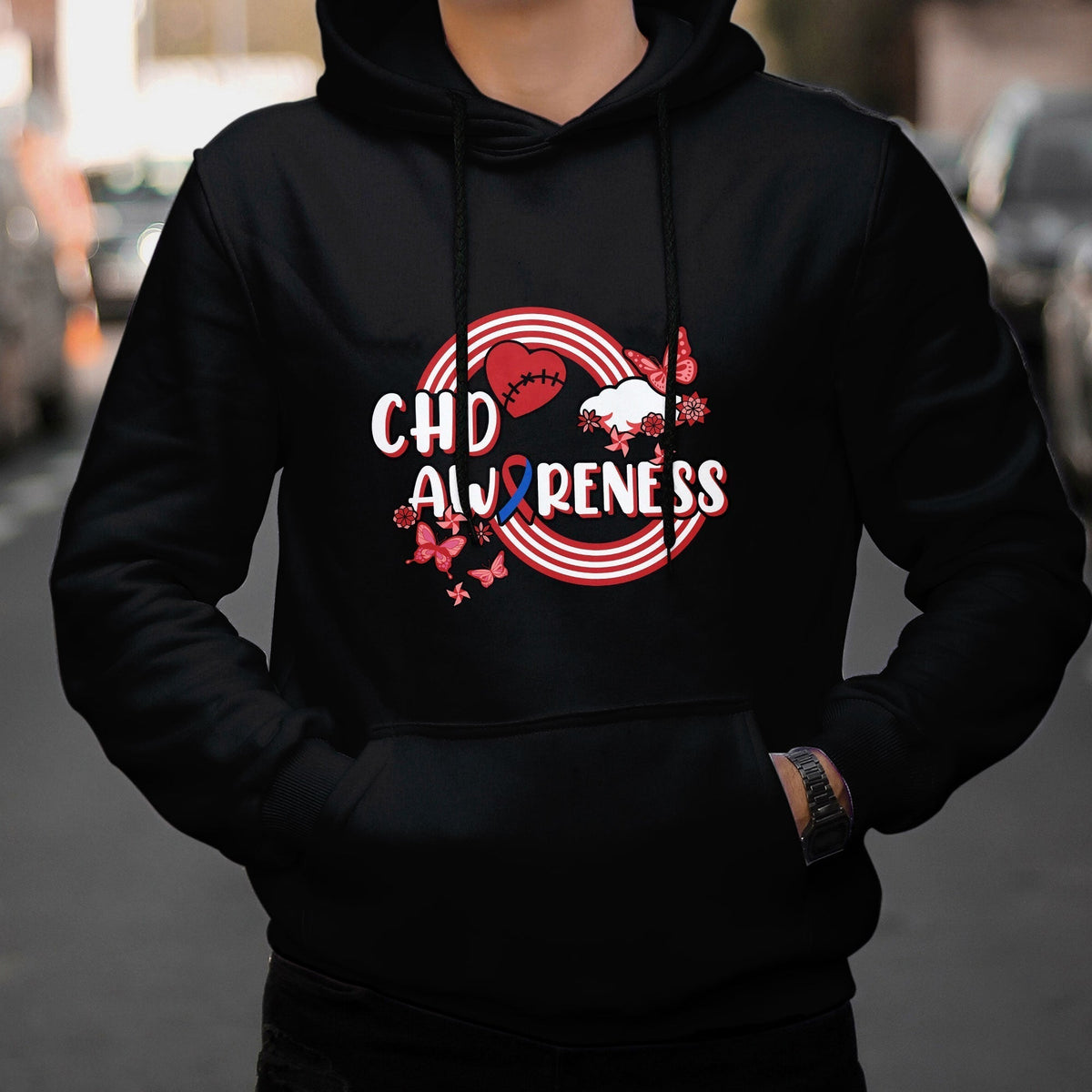 Rainbow CHD Congenital Heart Defect Awareness Heart Disease Hoodie - Wonder Print Shop