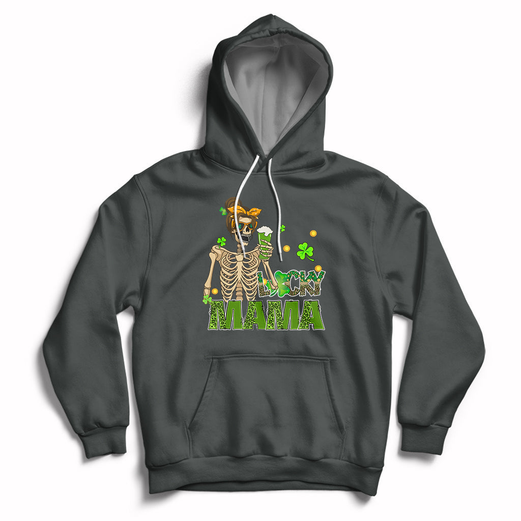 Lucky Mama Skeleton Bun Beer St Patrick's Day Mother's Day Hoodie - Wonder Print Shop