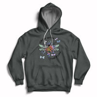 Grow With The Flow Mystical Floral Dragonfly Transformation Embrace Change Hoodie - Wonder Print Shop