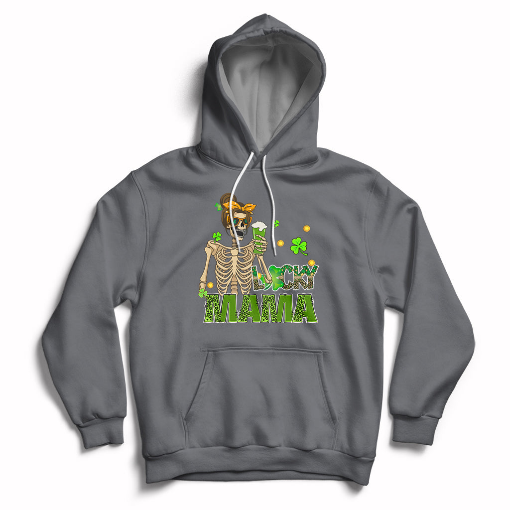 Lucky Mama Skeleton Bun Beer St Patrick's Day Mother's Day Hoodie - Wonder Print Shop