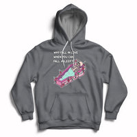 Dark gray skeleton cartoon graphic hoodie with front pocket and pullover hood.