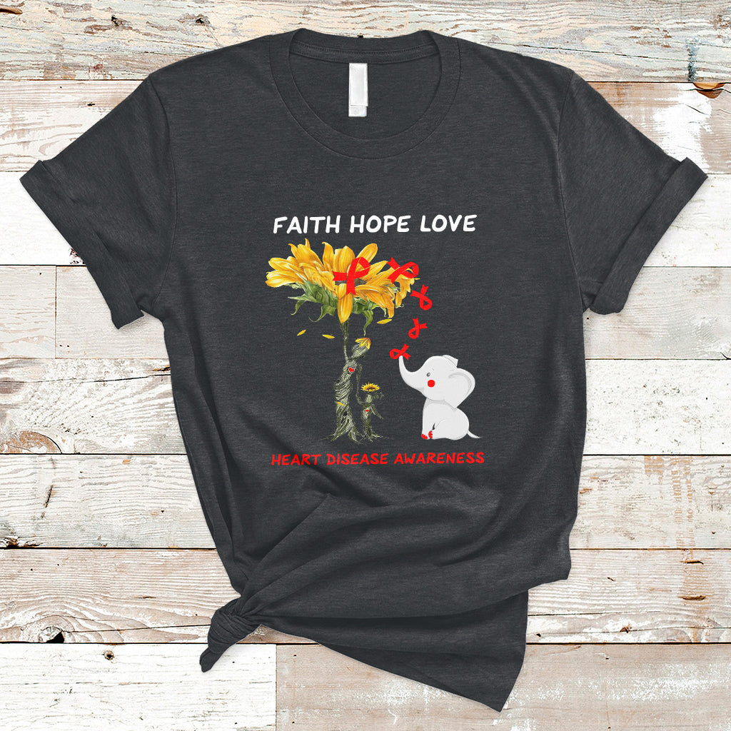 Faith Hope Love Heart Disease Awareness CHD Month Support T-Shirt - Wonder Print Shop