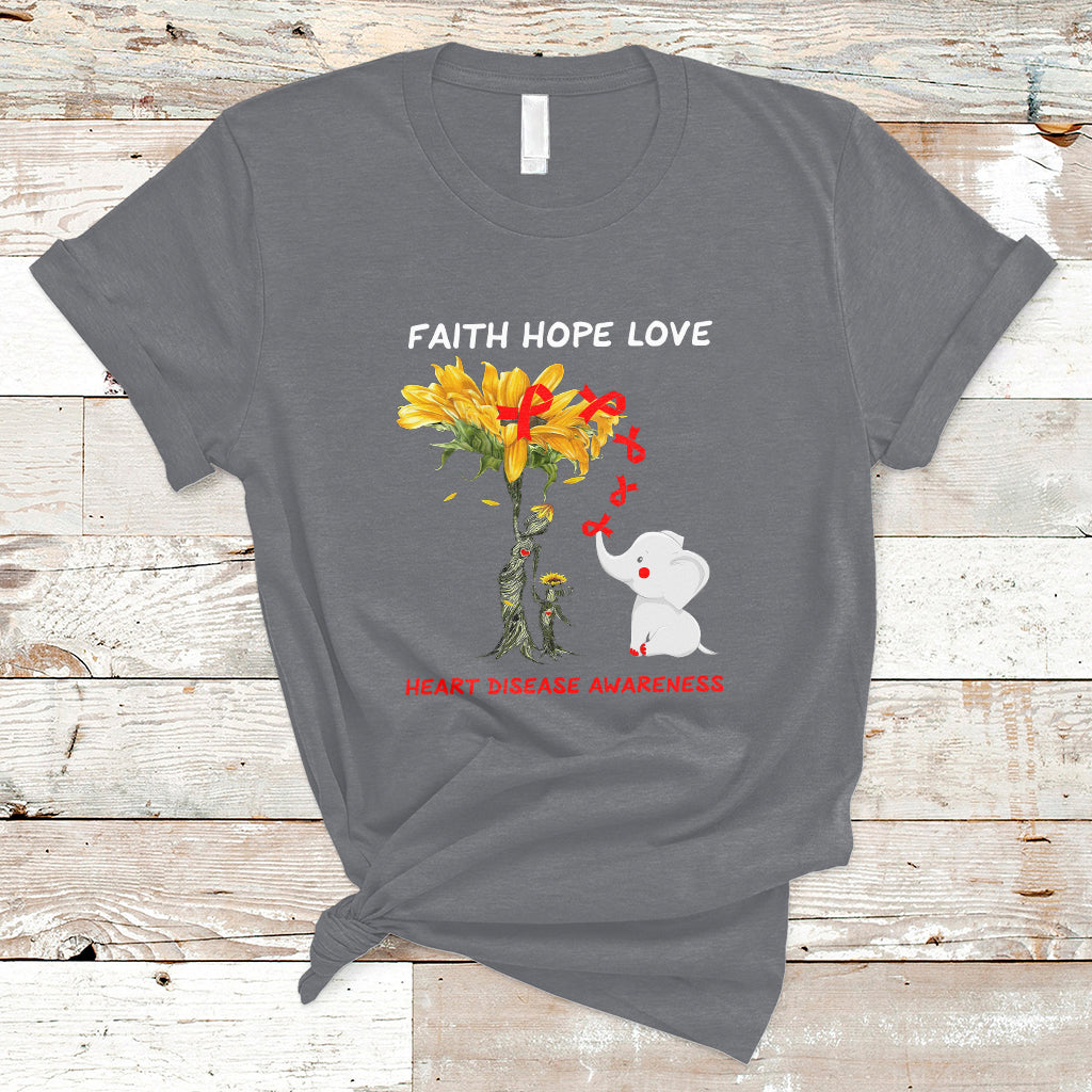 Faith Hope Love Heart Disease Awareness CHD Month Support T-Shirt - Wonder Print Shop