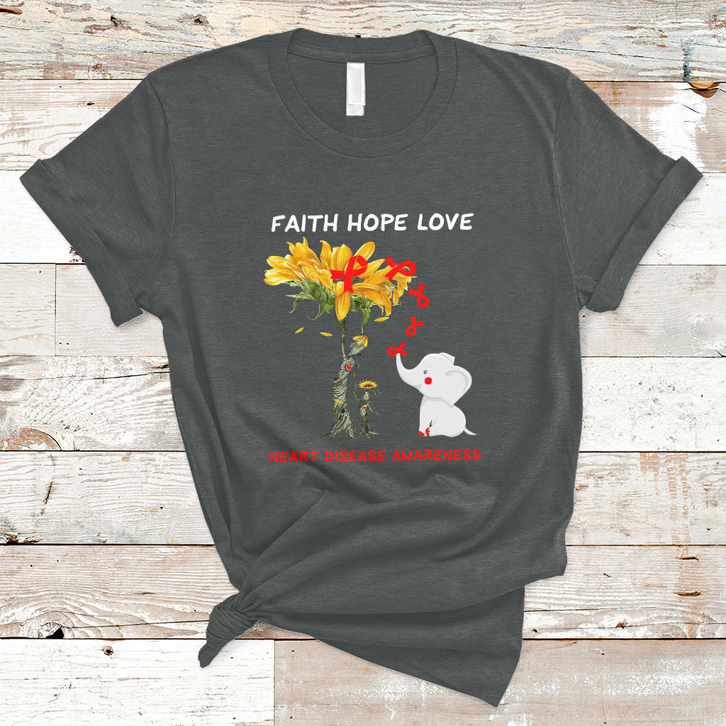 Faith Hope Love Heart Disease Awareness CHD Month Support T-Shirt - Wonder Print Shop