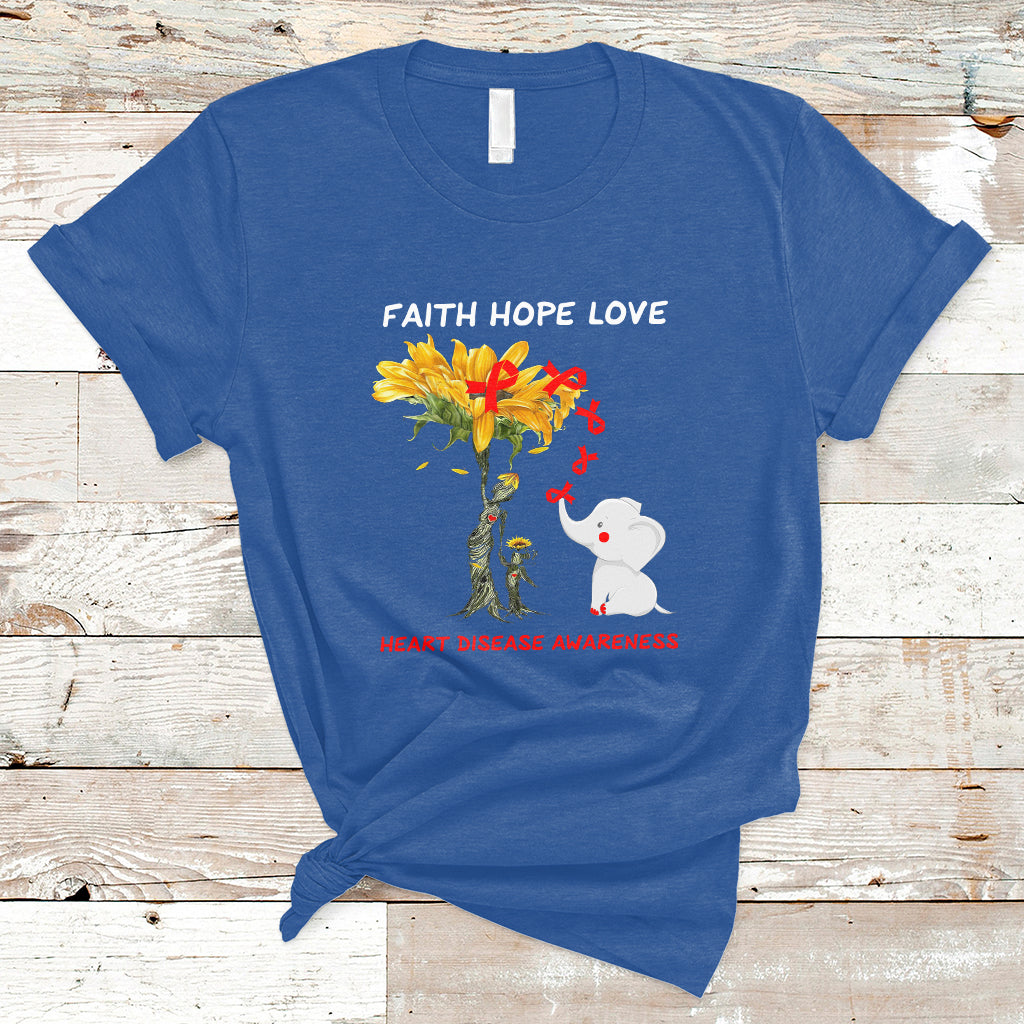 Faith Hope Love Heart Disease Awareness CHD Month Support T-Shirt - Wonder Print Shop