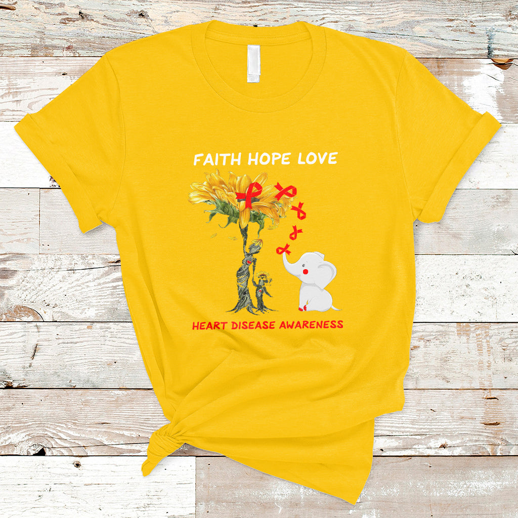 Faith Hope Love Heart Disease Awareness CHD Month Support T-Shirt - Wonder Print Shop