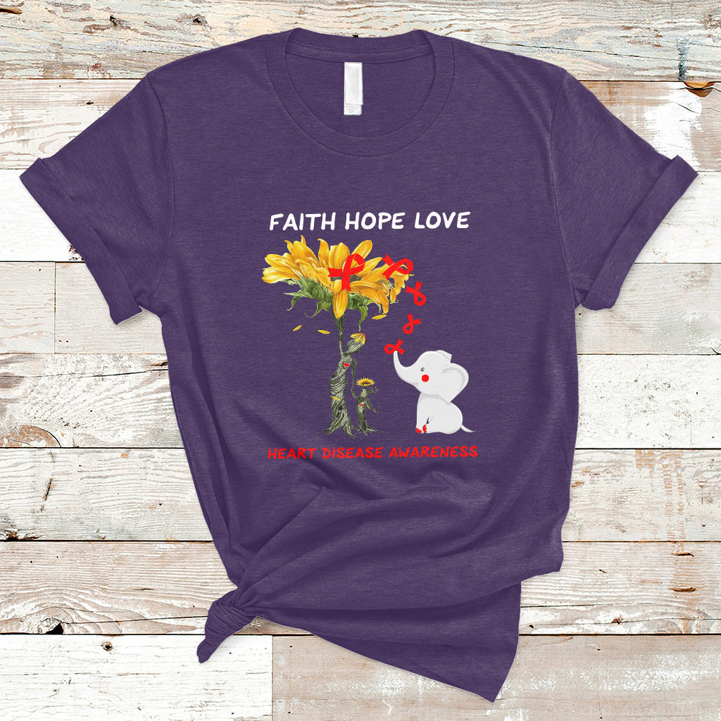 Faith Hope Love Heart Disease Awareness CHD Month Support T-Shirt - Wonder Print Shop