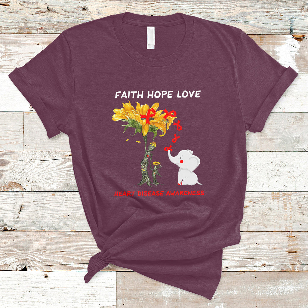 Faith Hope Love Heart Disease Awareness CHD Month Support T-Shirt - Wonder Print Shop