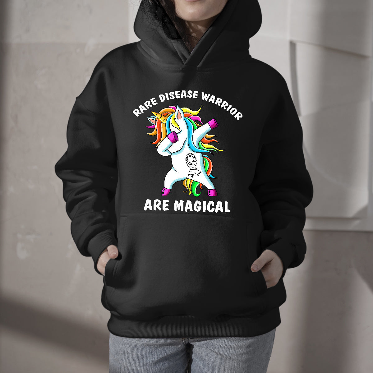 Rare Disease Warrior Are Magical Funny Unicorn Zebra Ribbon, Awareness Hoodie - Wonder Print Shop