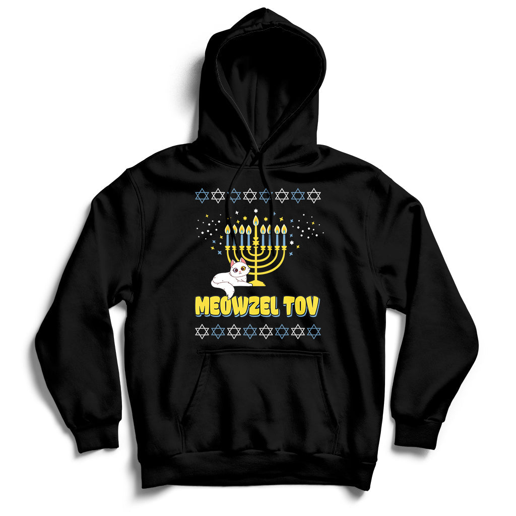 Meowzel Tov Black Cat Funny Hanukkah Chanukah Men Women Kids Hoodie - Wonder Print Shop