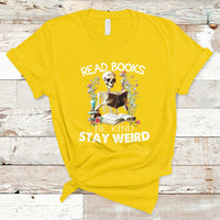 Read Books Be Kind Stay Weird Funny Book Lover Skull Skeleton T Shirt - Wonder Print Shop