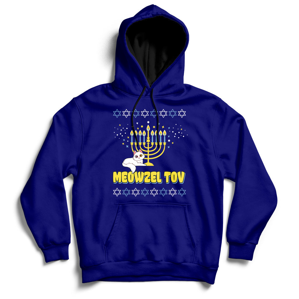 Meowzel Tov Black Cat Funny Hanukkah Chanukah Men Women Kids Hoodie - Wonder Print Shop