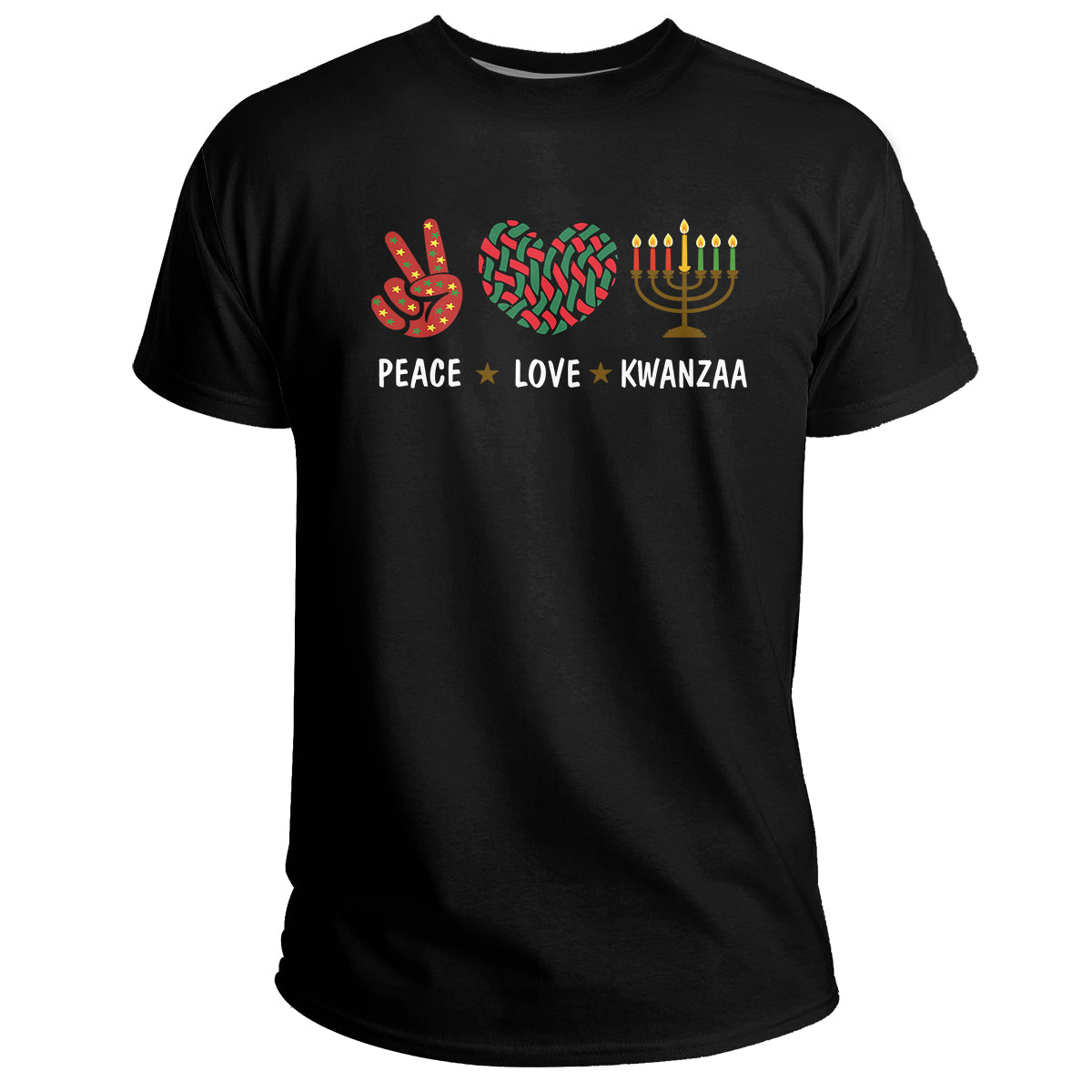 Happy Kwanzaa Peace Love Kwanzaa African, Hanukkah Holiday T Shirt - Wonder Print Shop