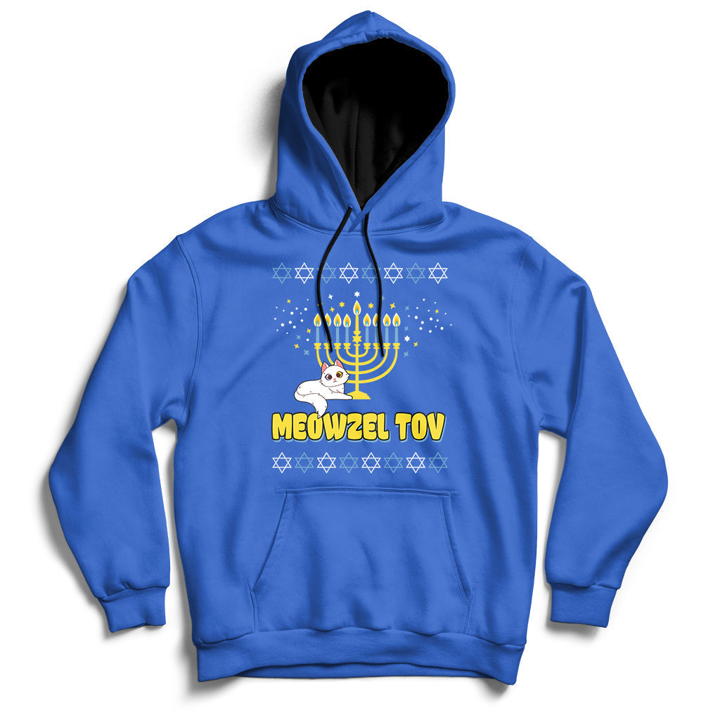 Meowzel Tov Black Cat Funny Hanukkah Chanukah Men Women Kids Hoodie - Wonder Print Shop