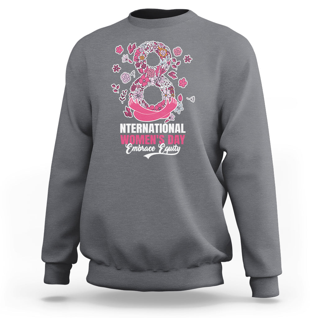 Women’s sweatshirt, dark gray with front International Women’s Day heart graphic