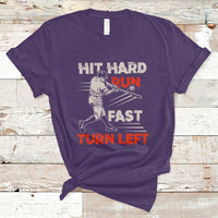 Hit Hard Run Fast Turn Left Baseball Softball Fan Player T-Shirt - Wonder Print Shop
