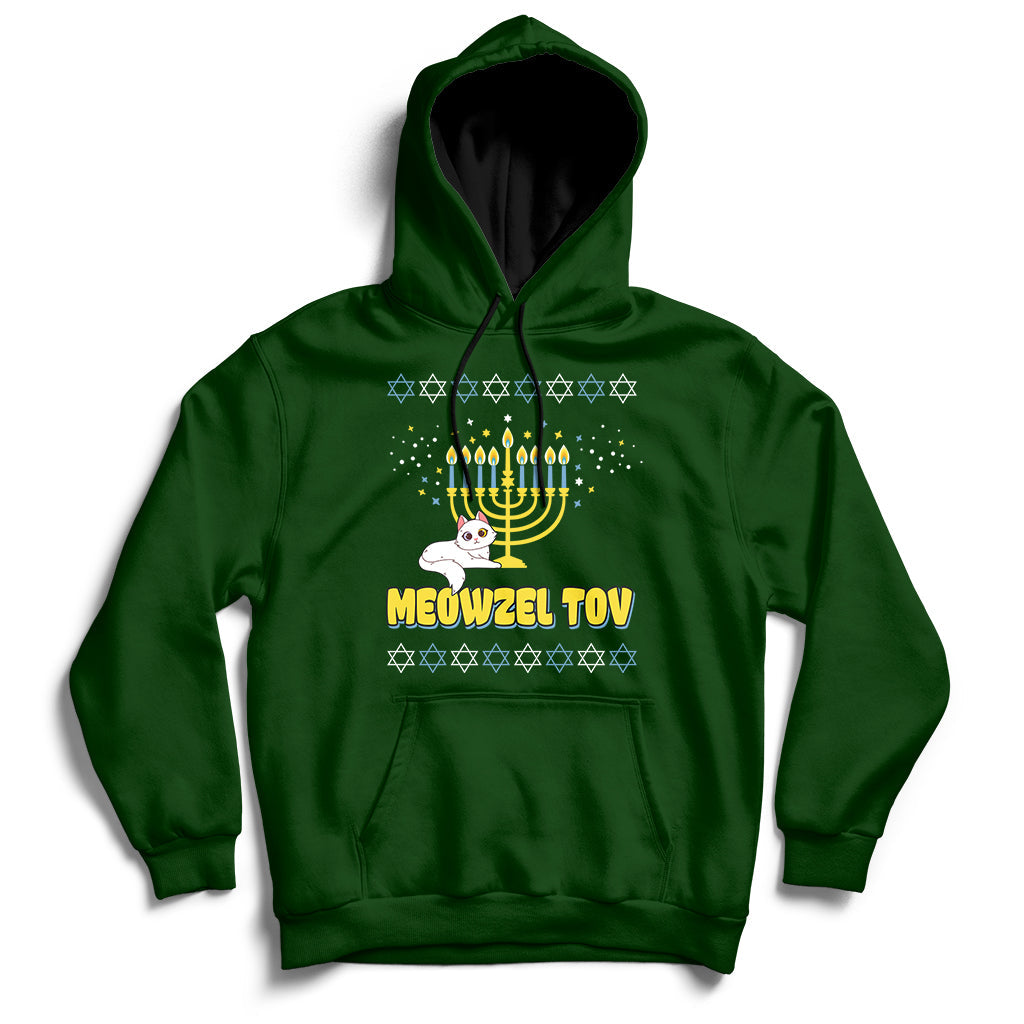 Meowzel Tov Black Cat Funny Hanukkah Chanukah Men Women Kids Hoodie - Wonder Print Shop