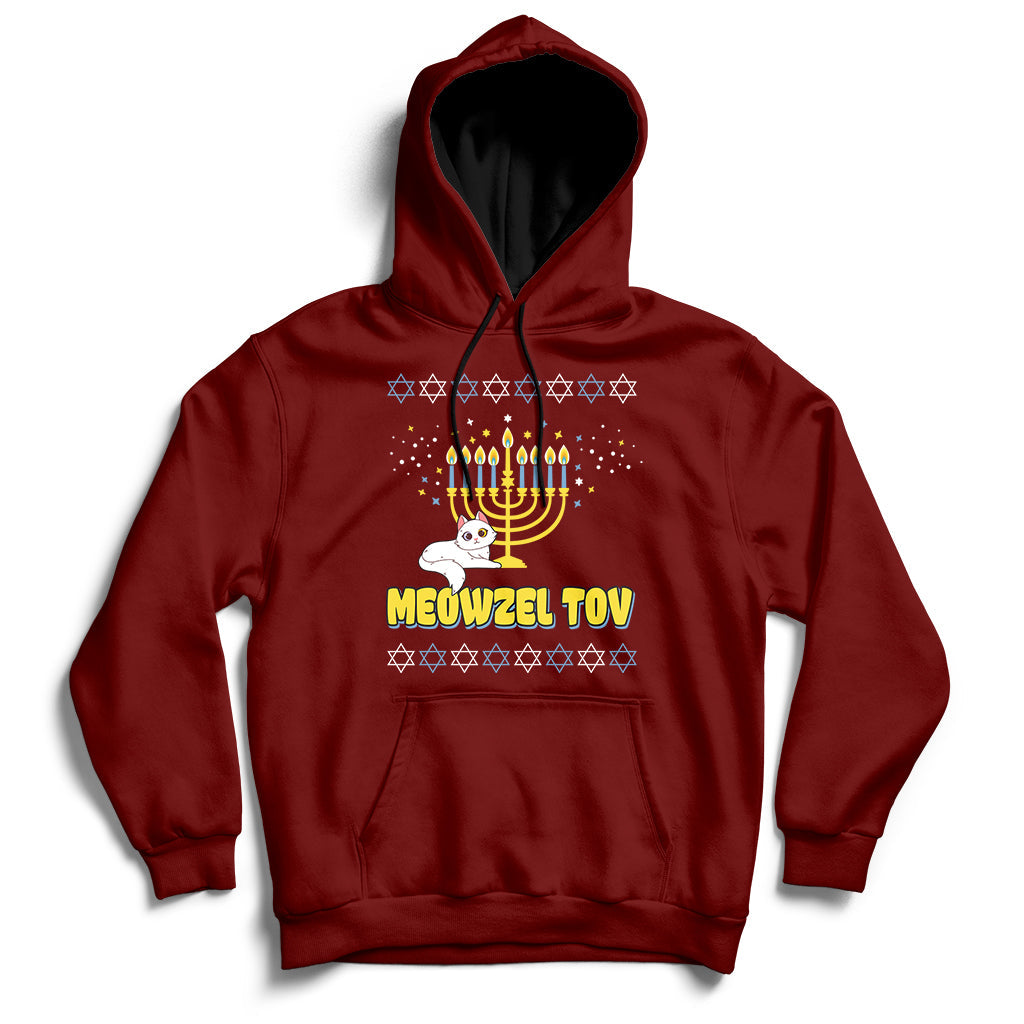 Meowzel Tov Black Cat Funny Hanukkah Chanukah Men Women Kids Hoodie - Wonder Print Shop