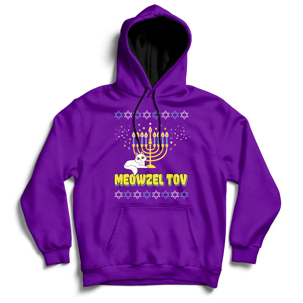 Meowzel Tov Black Cat Funny Hanukkah Chanukah Men Women Kids Hoodie - Wonder Print Shop