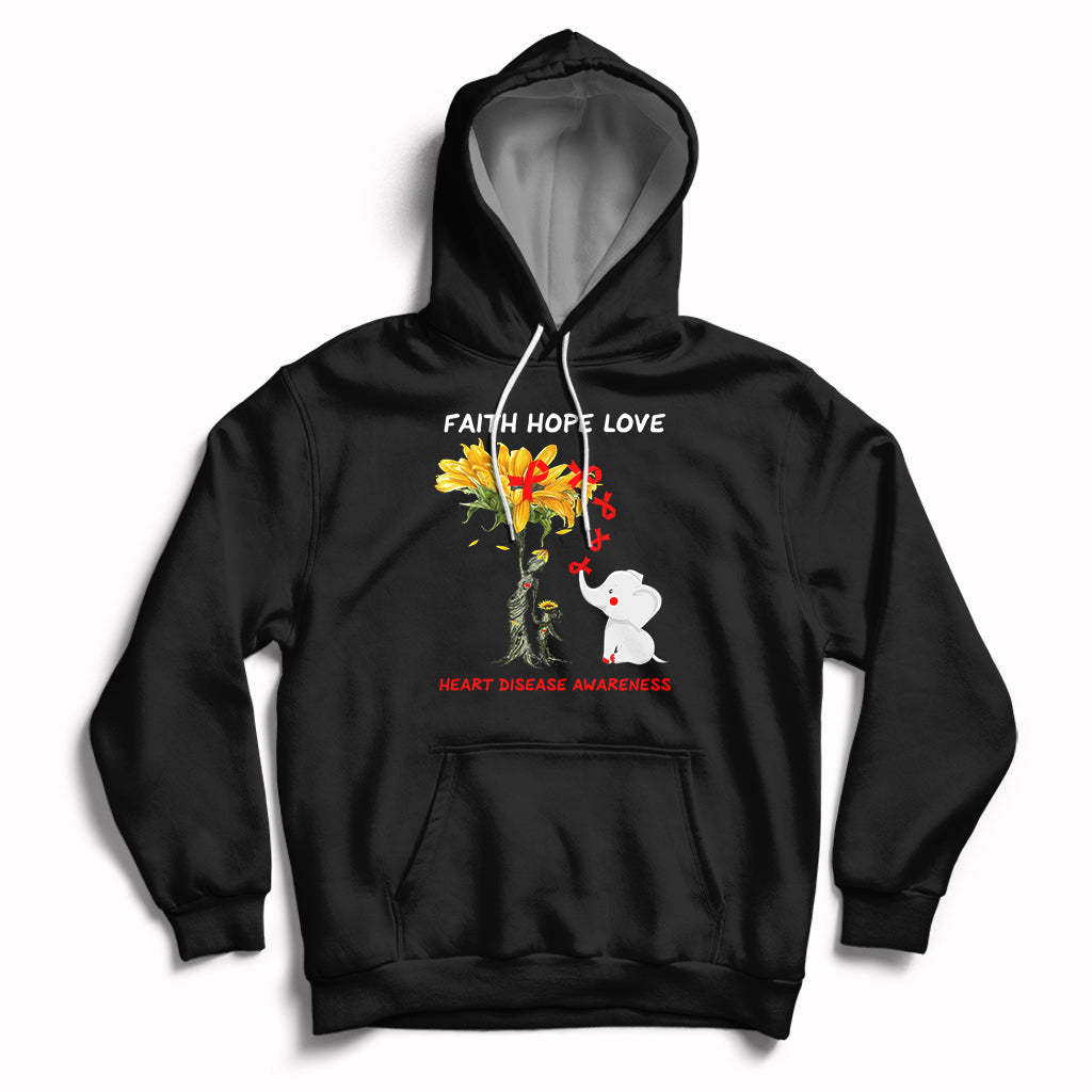 Faith Hope Love Heart Disease Awareness CHD Month Support Hoodie - Wonder Print Shop