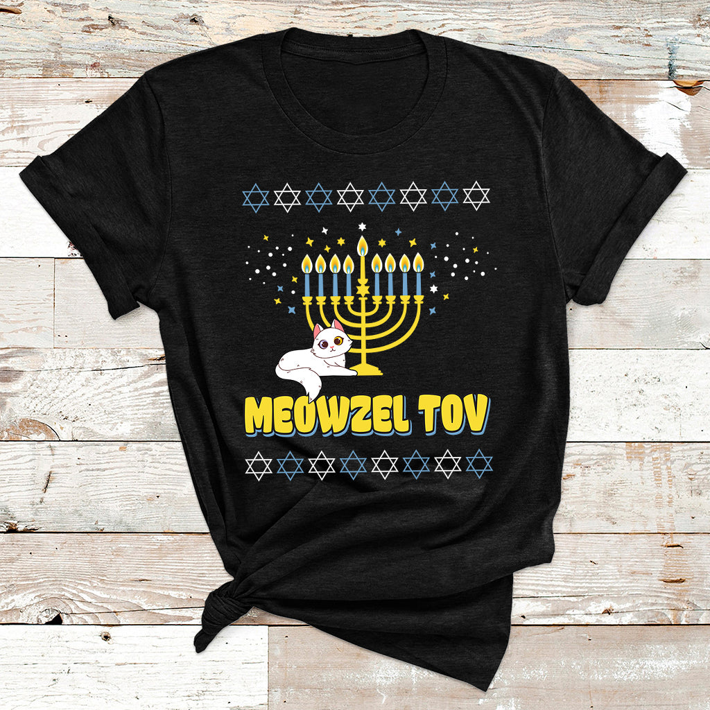 Meowzel Tov Black Cat Funny Hanukkah Chanukah Men Women Kids T Shirt - Wonder Print Shop
