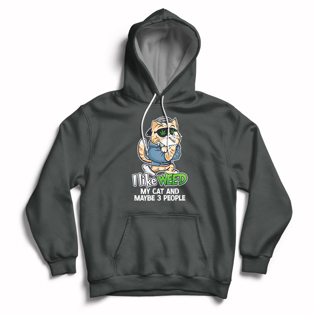 Dark gray cat graphic hoodie with drawstring hood and front kangaroo pocket