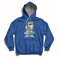 Royal blue cat graphic hoodie with drawstring hood and front kangaroo pocket