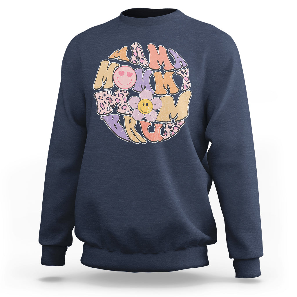 Mama Mommy Mom Bruh Mommy And Me Mother's Day Gifts Groovy Sweatshirt - Wonder Print Shop