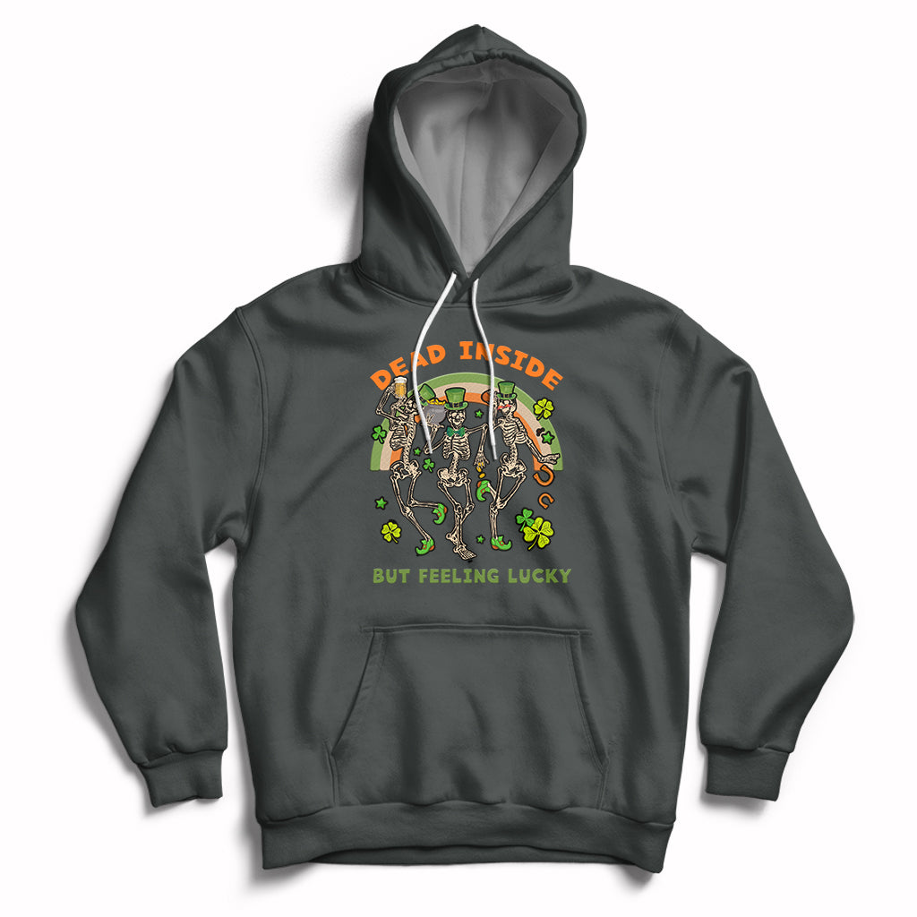 Dead Inside But Feeling Lucky Skeleton St Patrick's Day Beer Hoodie - Wonder Print Shop
