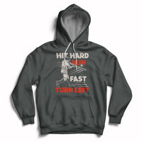 Hit Hard Run Fast Turn Left Baseball Softball Fan Player Hoodie - Wonder Print Shop