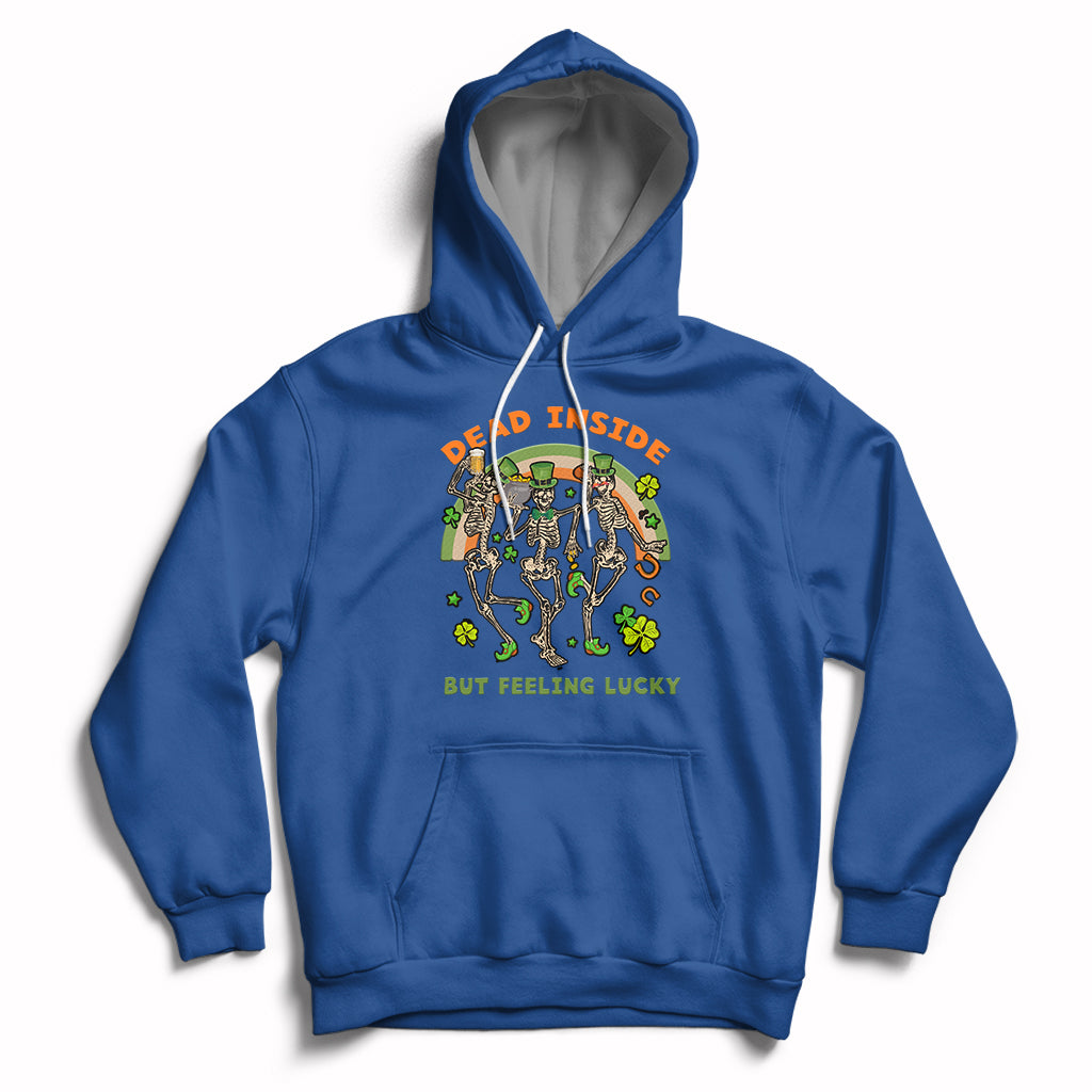 Dead Inside But Feeling Lucky Skeleton St Patrick's Day Beer Hoodie - Wonder Print Shop
